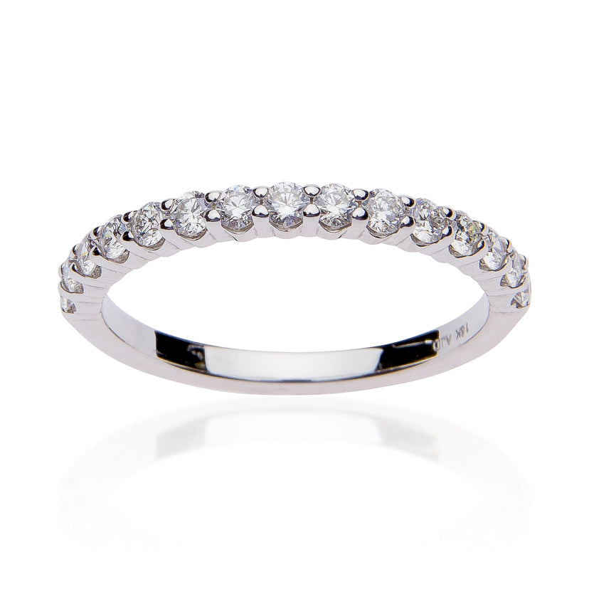 Fink's 18K White Gold 15 Stone Prong Set Diamond Wedding Band